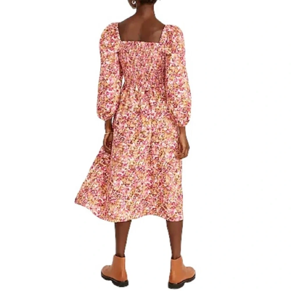 J. Crew Smocked Puff-Sleeve Dress in Pink Faded Floral Size Small NWT